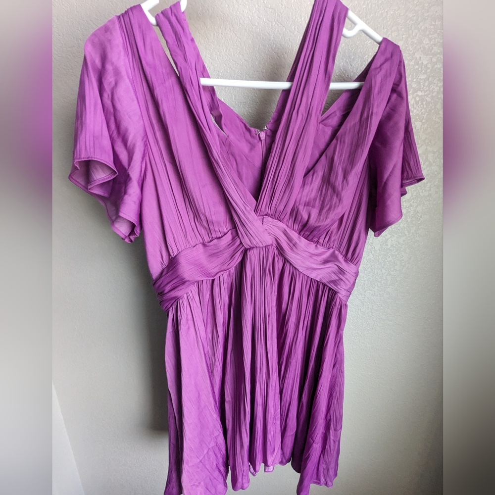 Anthropologie purple draped mini dress